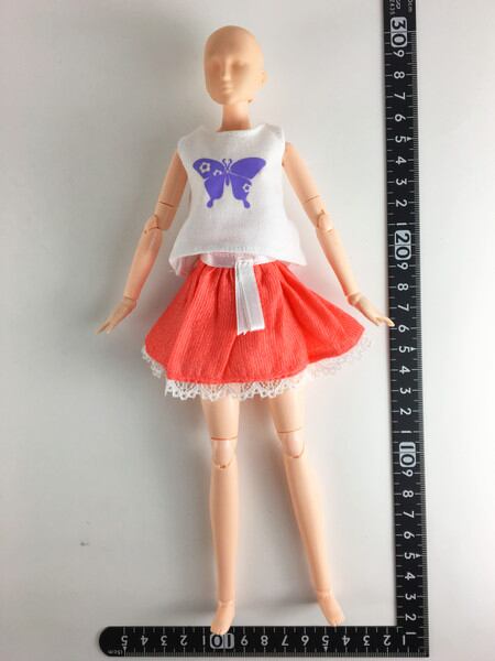 ドール服 1/6 女性用27 バタフライTシャツ&スカート TBS075WHE MW - 画像1