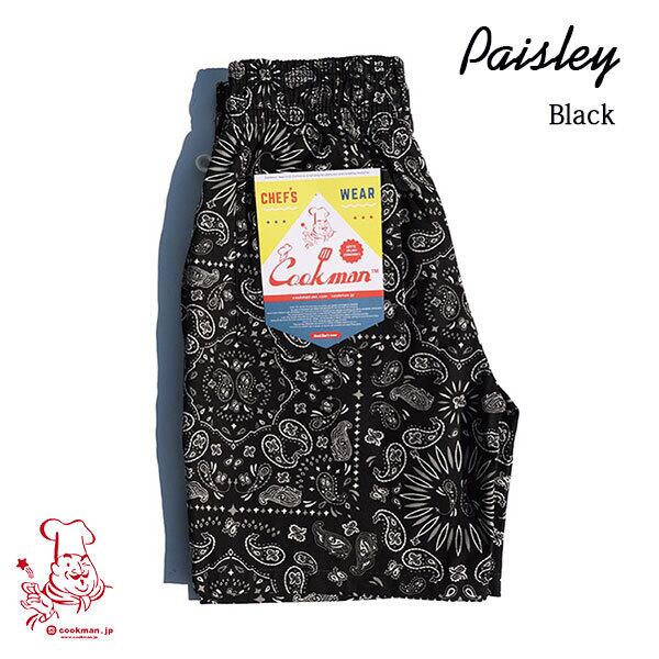 Chef Short pants Paisley Black シェフ ショートパンツ ペイズリーブラック UNISEX 男女兼用 Cookman クックマン イージーパンツ アメリカ