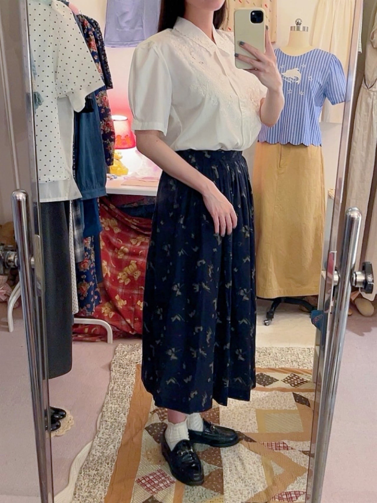 botanical embroidery white blouse