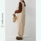 【2color】オシャレな斜め前立て♡コーデュロイオーバーオール 《P0149》
