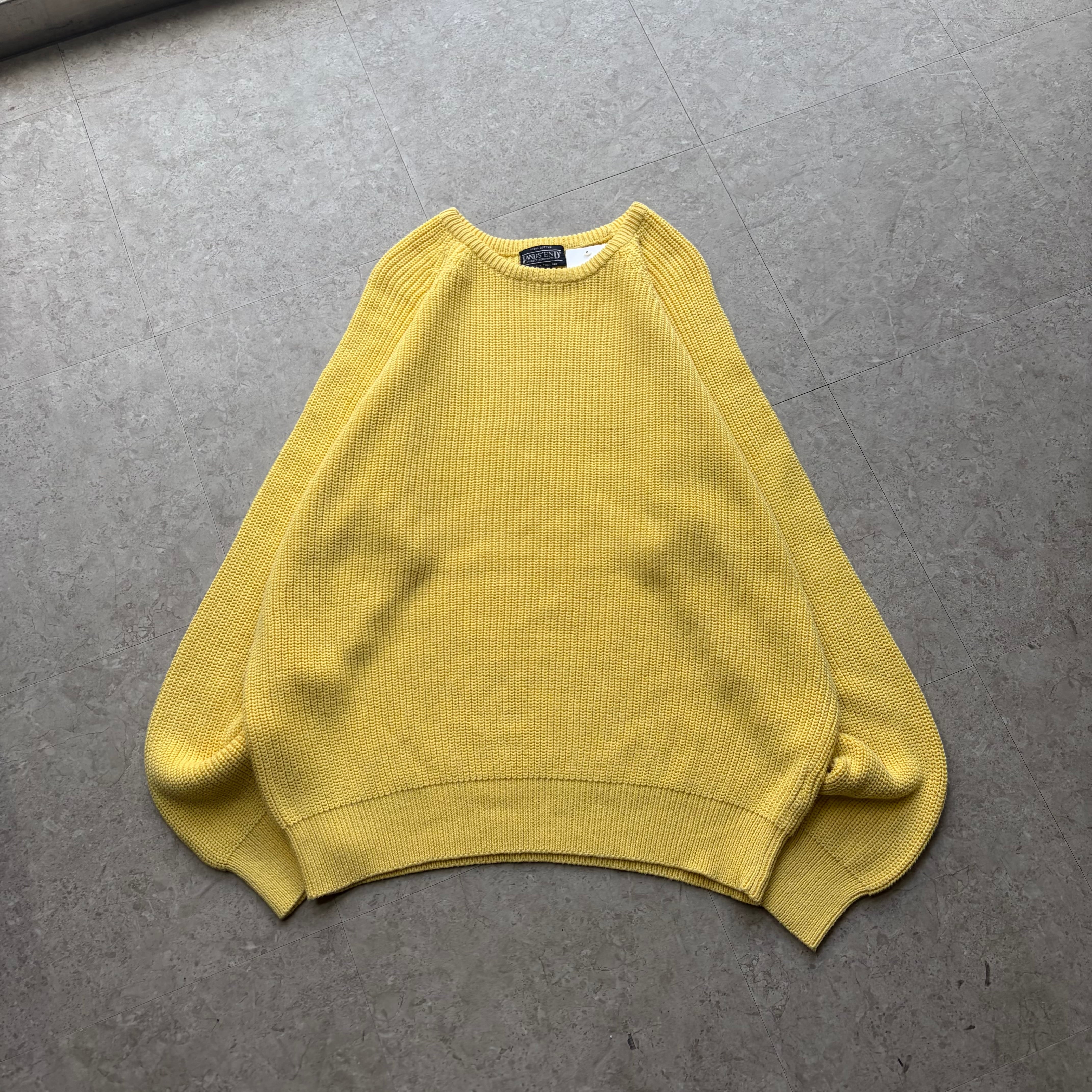 90s LAND'S END raglan sleeve cotton knit【仙台店】