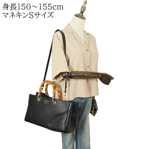 Unused GUCCI グッチ バンブーショッパー ミディアム レザー ブラック