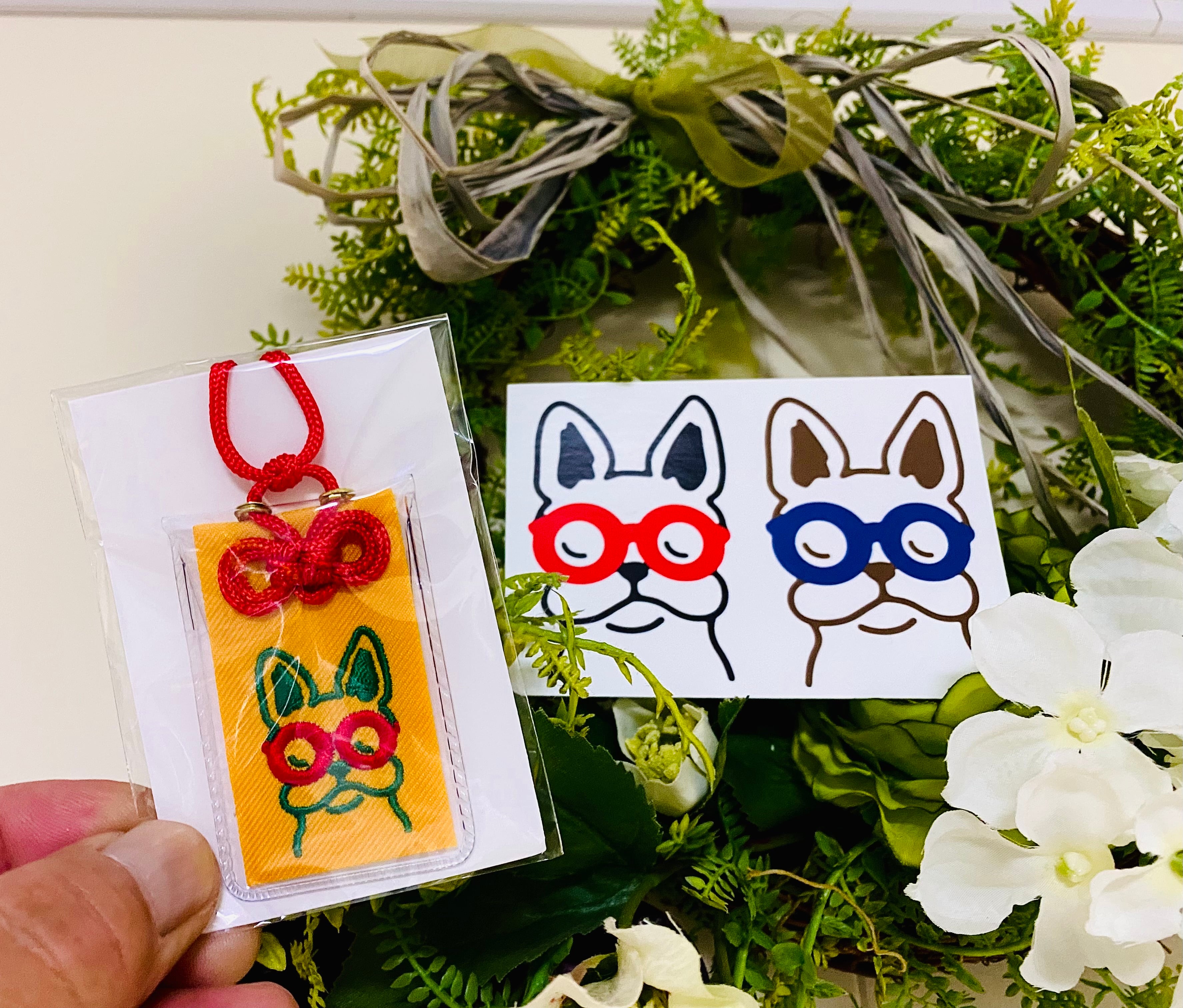 フレンチブルドッグお守り［ステッカー付］オレンジFrench Bulldog