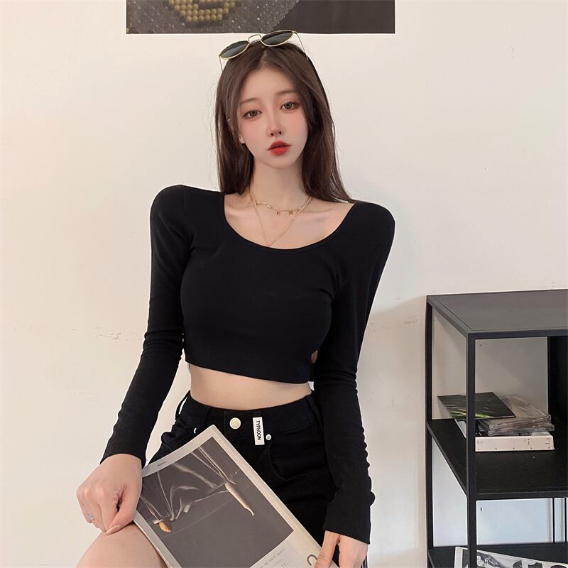 オータムホルタートップス ショートシャツ スプリングTシャツ ロング 春物 秋物 YY-ファッション78376296854