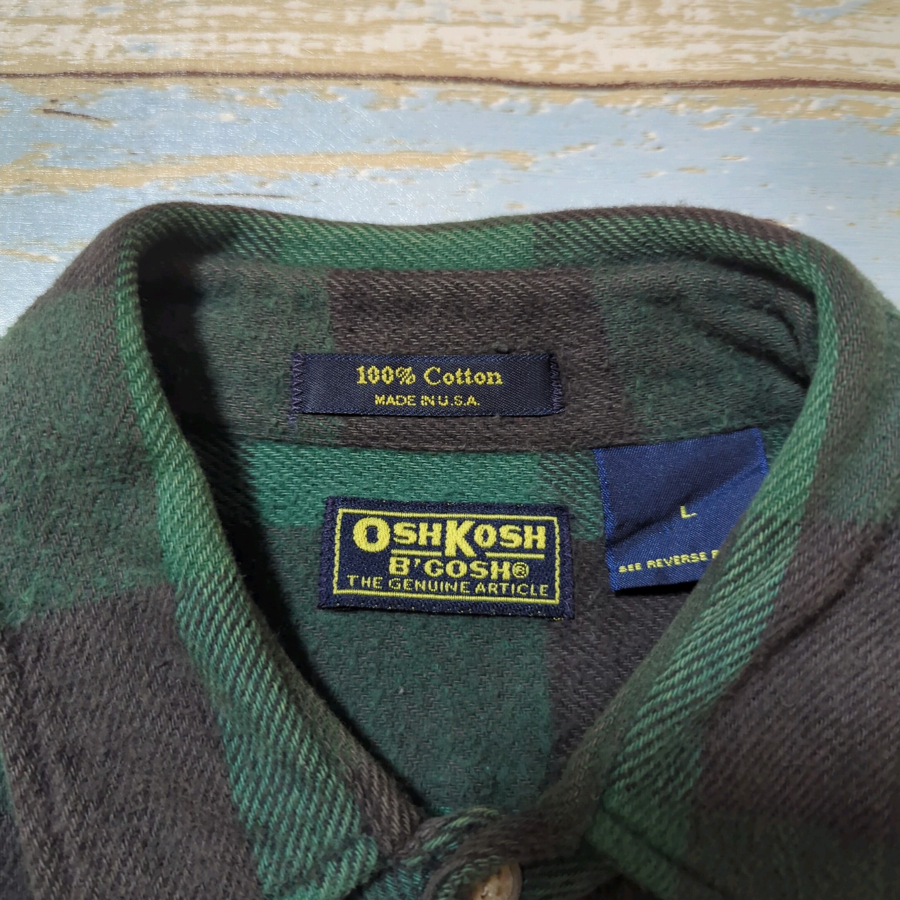 OshKosh B'Gosh オシュコシュ グリーン・ブラックチェックネルシャツ
