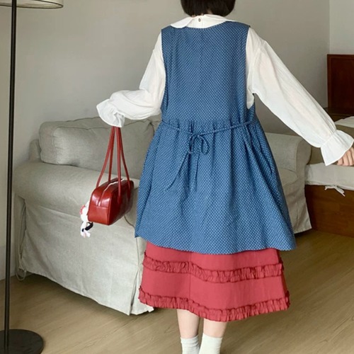 バックリボンドット柄ジャンスカ ・12539
