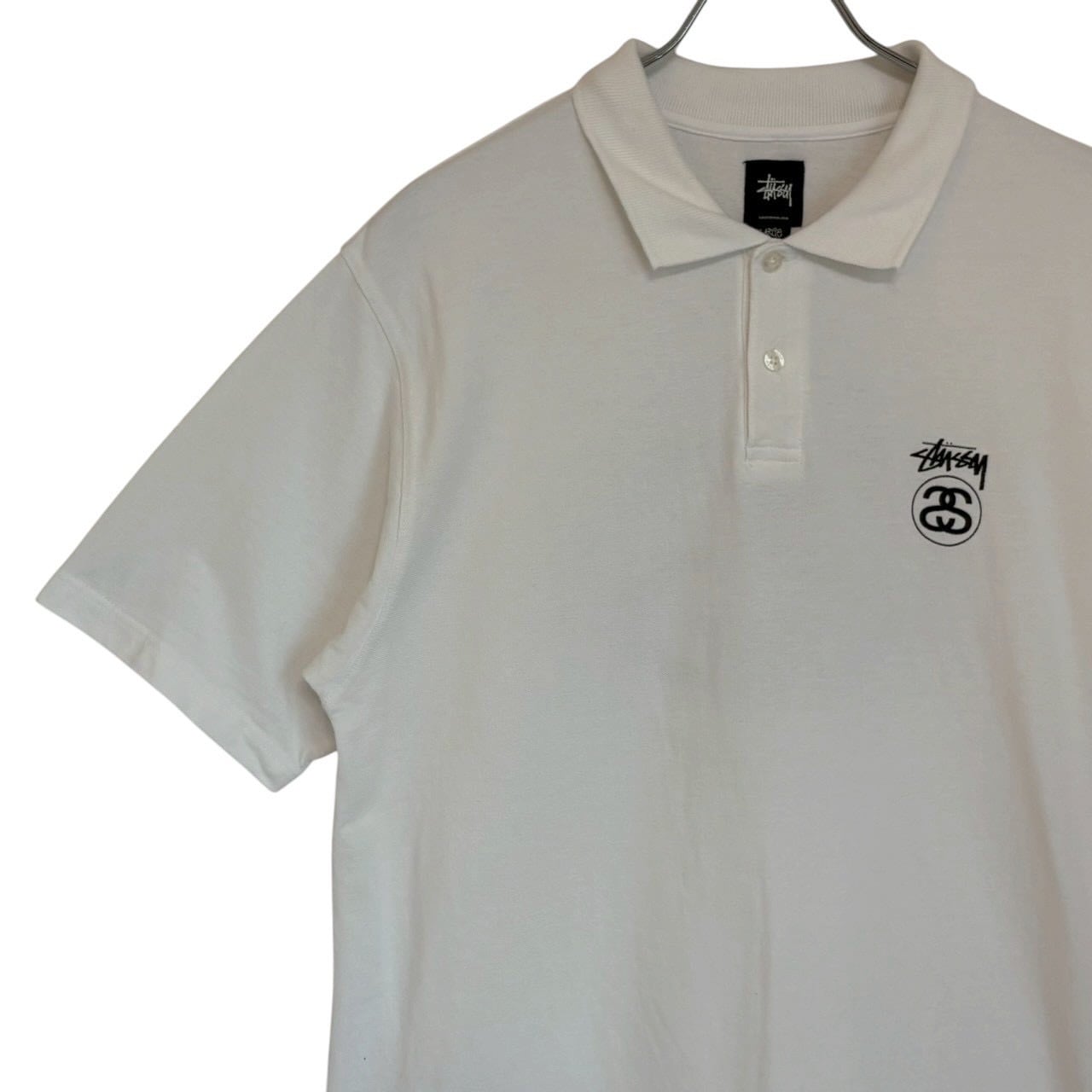 stussy ステューシー ポロシャツ L バックロゴ プリント シャネルロゴ