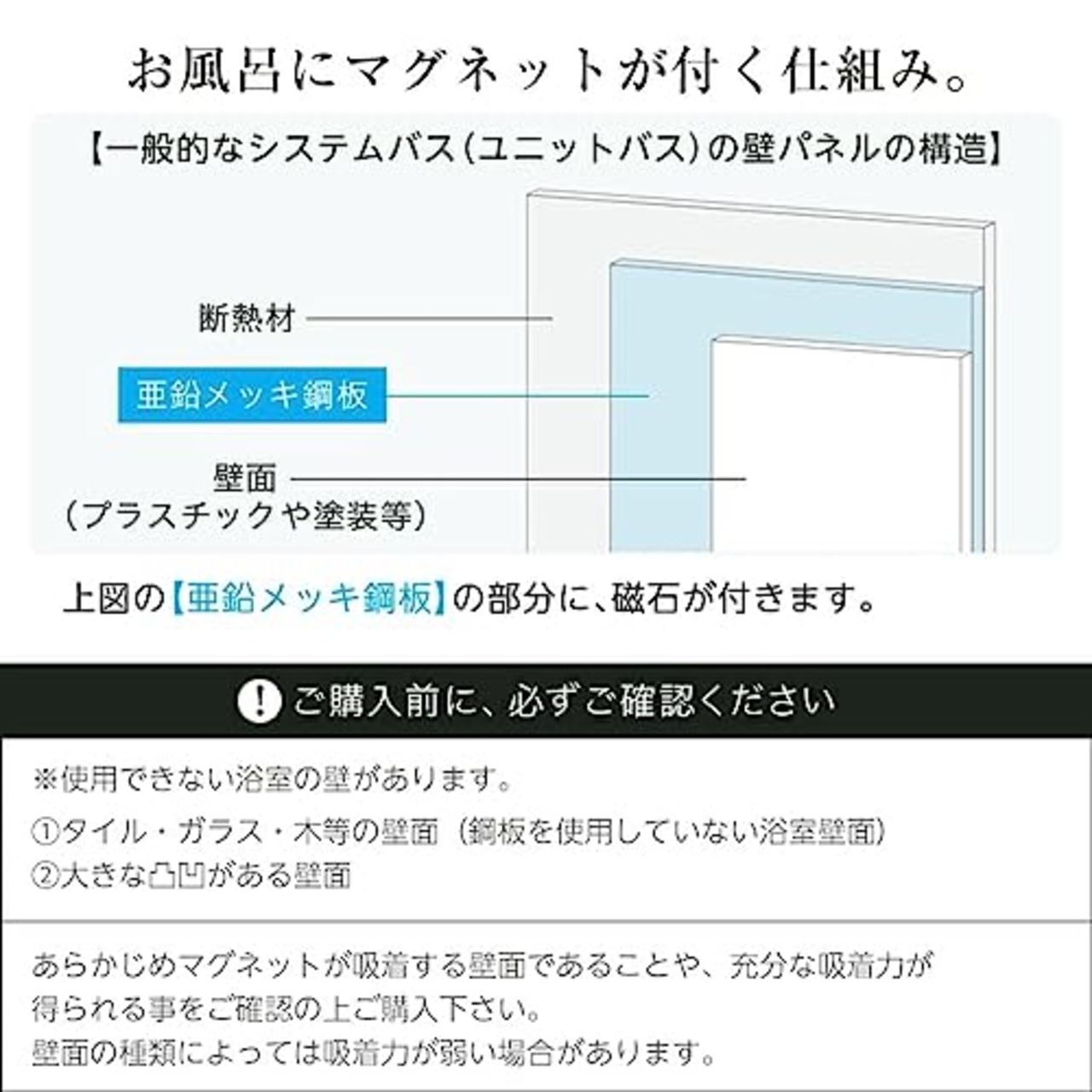 アスベル マグネット 湯おけ お風呂 浴室 マグネットで取り付けられる湯桶 浮かせる収納 抗菌 底面樹脂加工 幅25.1×奥行25.1×高さ8.5cm 白 ホワイト ラックスMG A5822 ASVEL