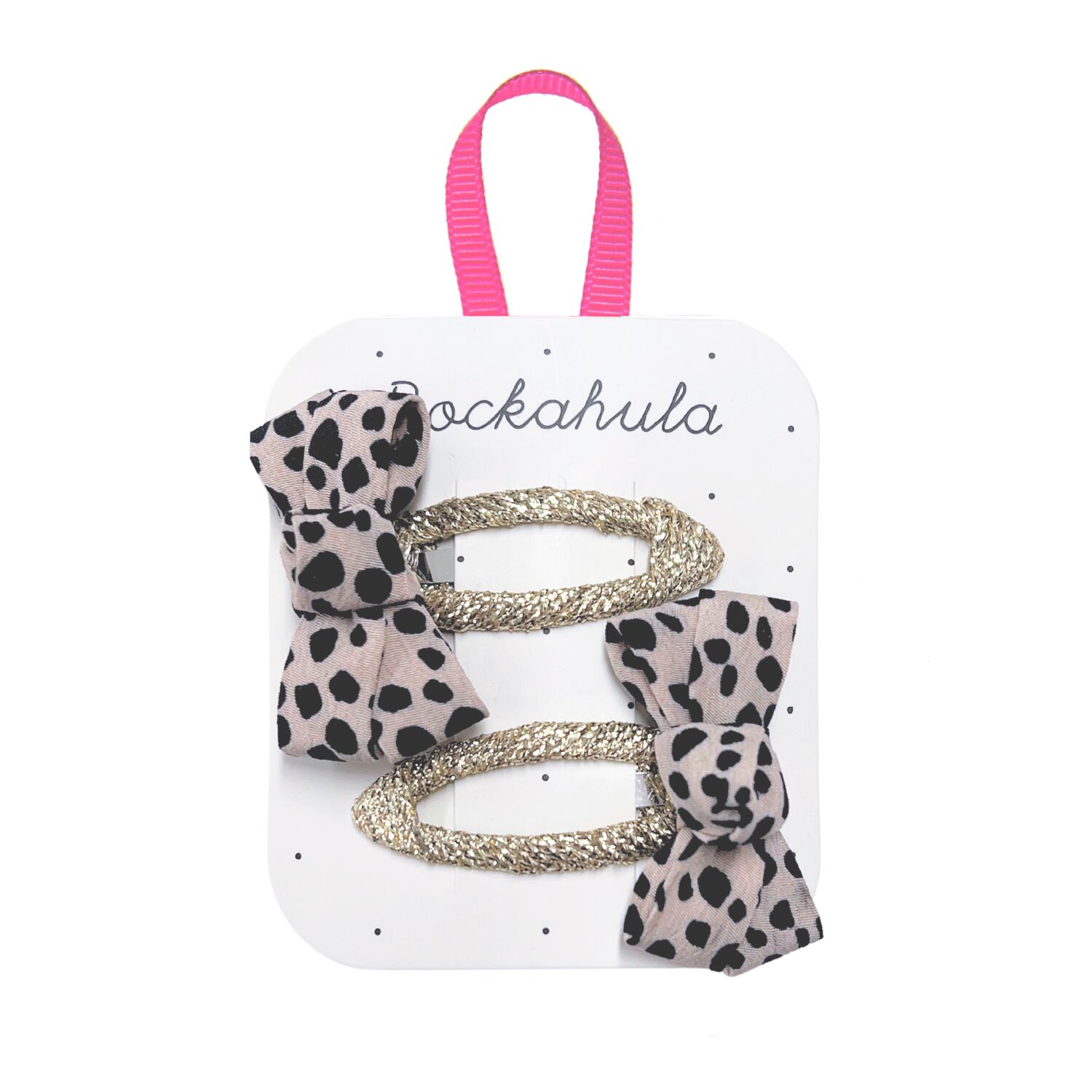 H2068L-Leopard Love Twisty Bow Clips-LEOPARD