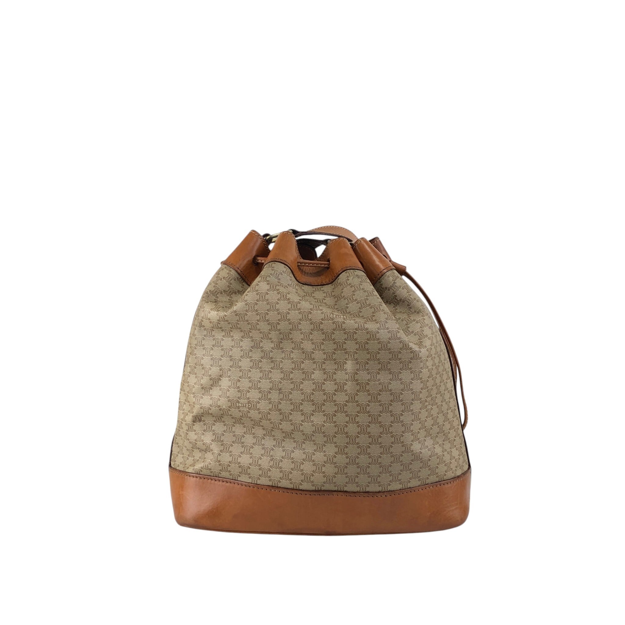 CELINE セリーヌ マカダム ショルダーバッグ ベージュ ブラゾン型押し