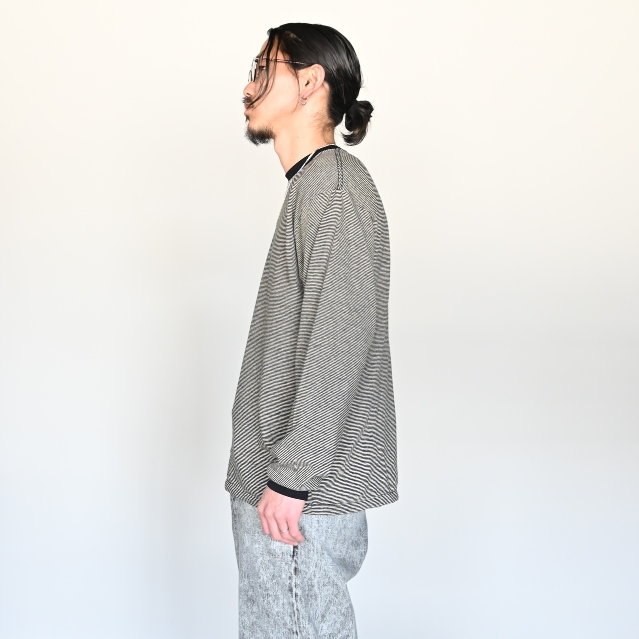 INTÉRIM(インテリム) USED SLUB YARN DENIM BAKER PANTS style