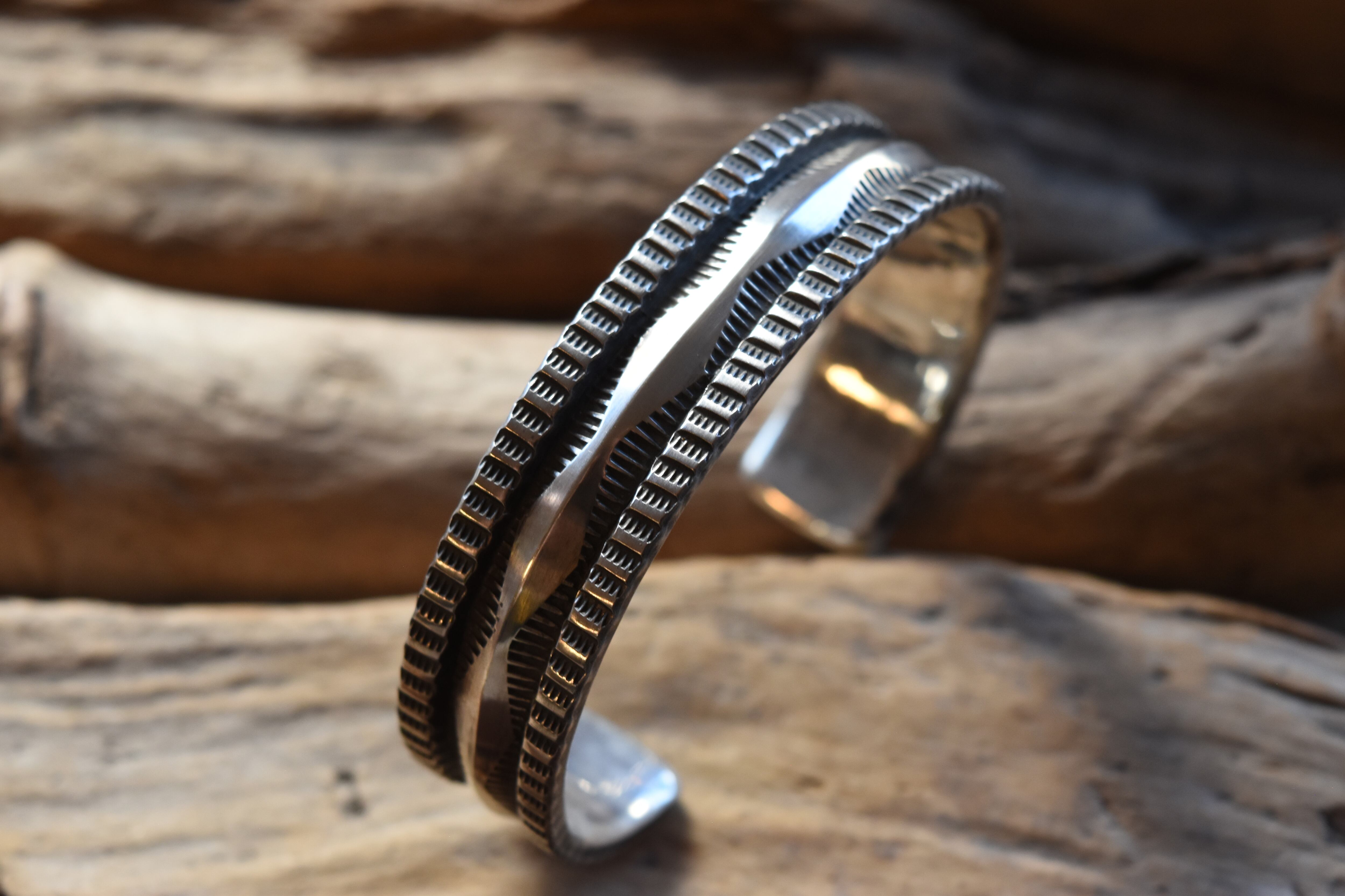 Ron Bedonie】〈Morenci Turquoise〉Stamp Bangle | FARWEST silver smith