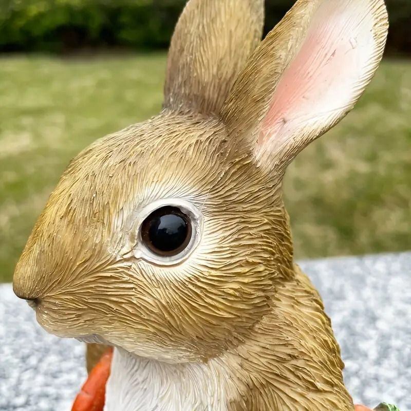 ウサギの置物 にんじん 樹脂 立ちポーズ ネザーランド 立ち耳 かわいい