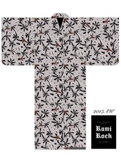 【受注商品】Rumi Rockきもの「カザグルマ」グレー　[A679]