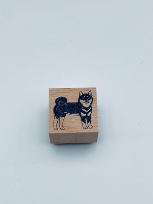 ウッドスタンプ　黒柴犬