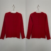 配色ラインリブknit/レッド