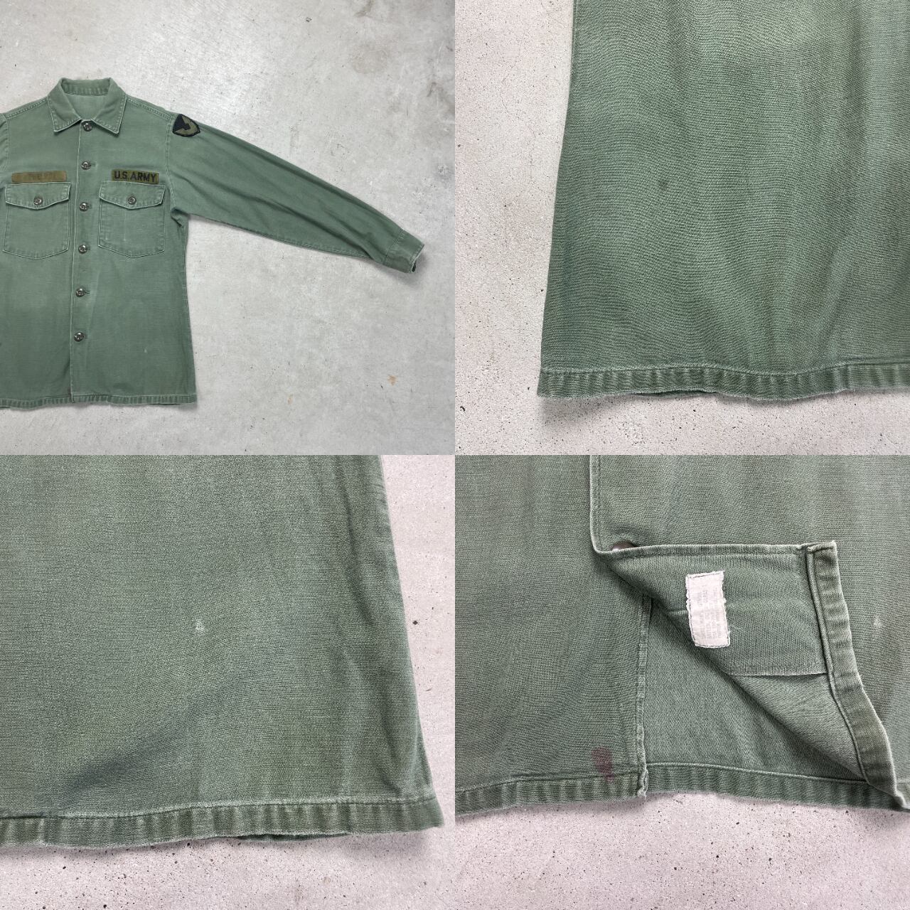 70年納品 U.S.ARMY 米軍実品 OG-107 ユーティリティシャツ メンズS相当