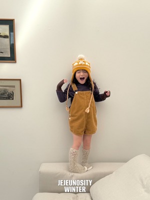 【即納】【JEJEUNOSITY】コーデュロイショートオーバーオール マスタード 80〜120cm 2025 WINTER 韓国子供服