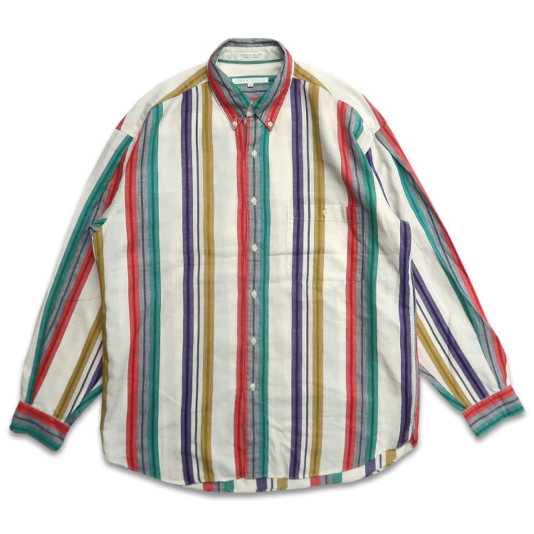 古着 Perry Ellis ストライプ柄シャツ Lサイズ【美品】 古着
