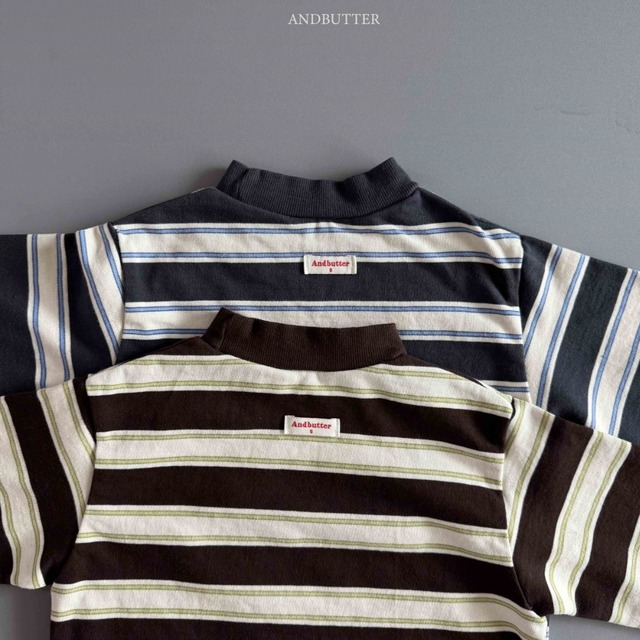ストライプパッチハイネック ※ジュニアsize 【andbutter】