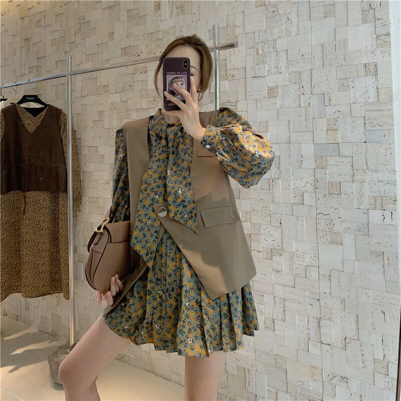 スタイルスリーブスカート サマーフローラルドレス レーススタンダードウェストショート ロング レトロ 夏物 花柄 ガールズファッション65669925623