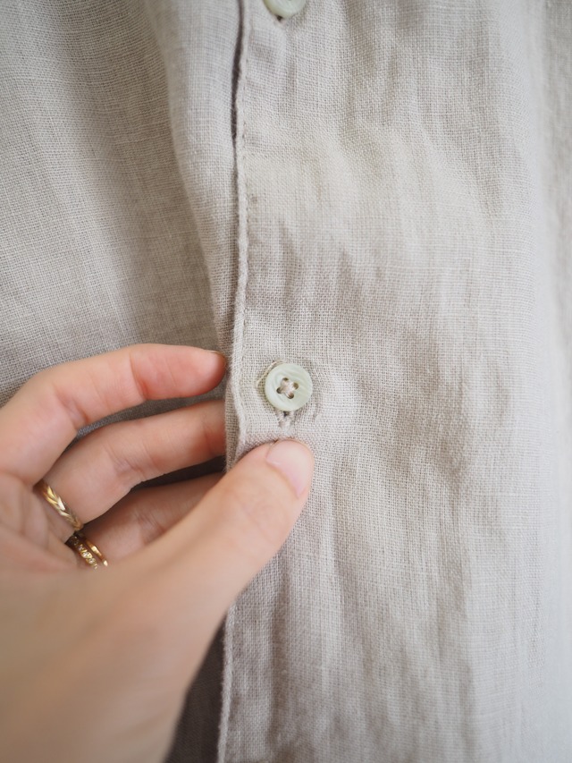 IKE BEHAR Pure Linen Open Collar Shirt