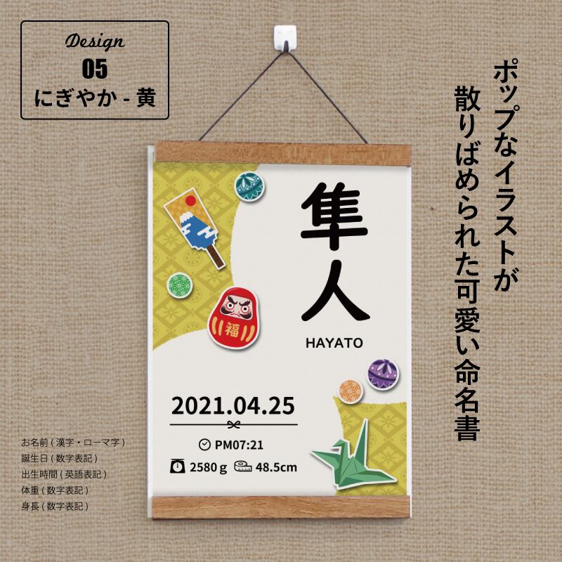 選べるデザイン12種類〉命名書 ハローエンジェル ベビーアートポスター