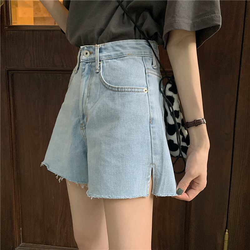 ワイドレッグパンツ ルーズジーンズ レディースサマーハイウェストウェストスリムショーツ 夏物 ブルマー ワイドパンツ YY-ファッション78293444745