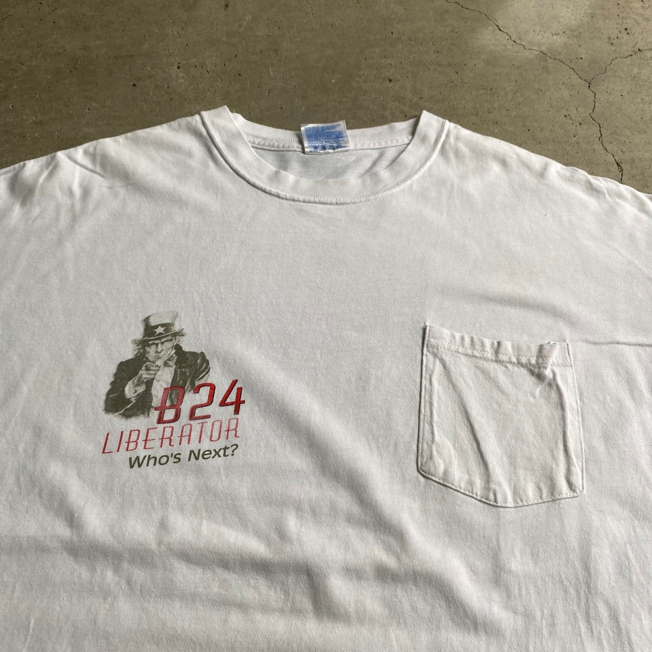 90年代 アンクルサム B-24 LIBERATOR バックプリント ポケットTシャツ 