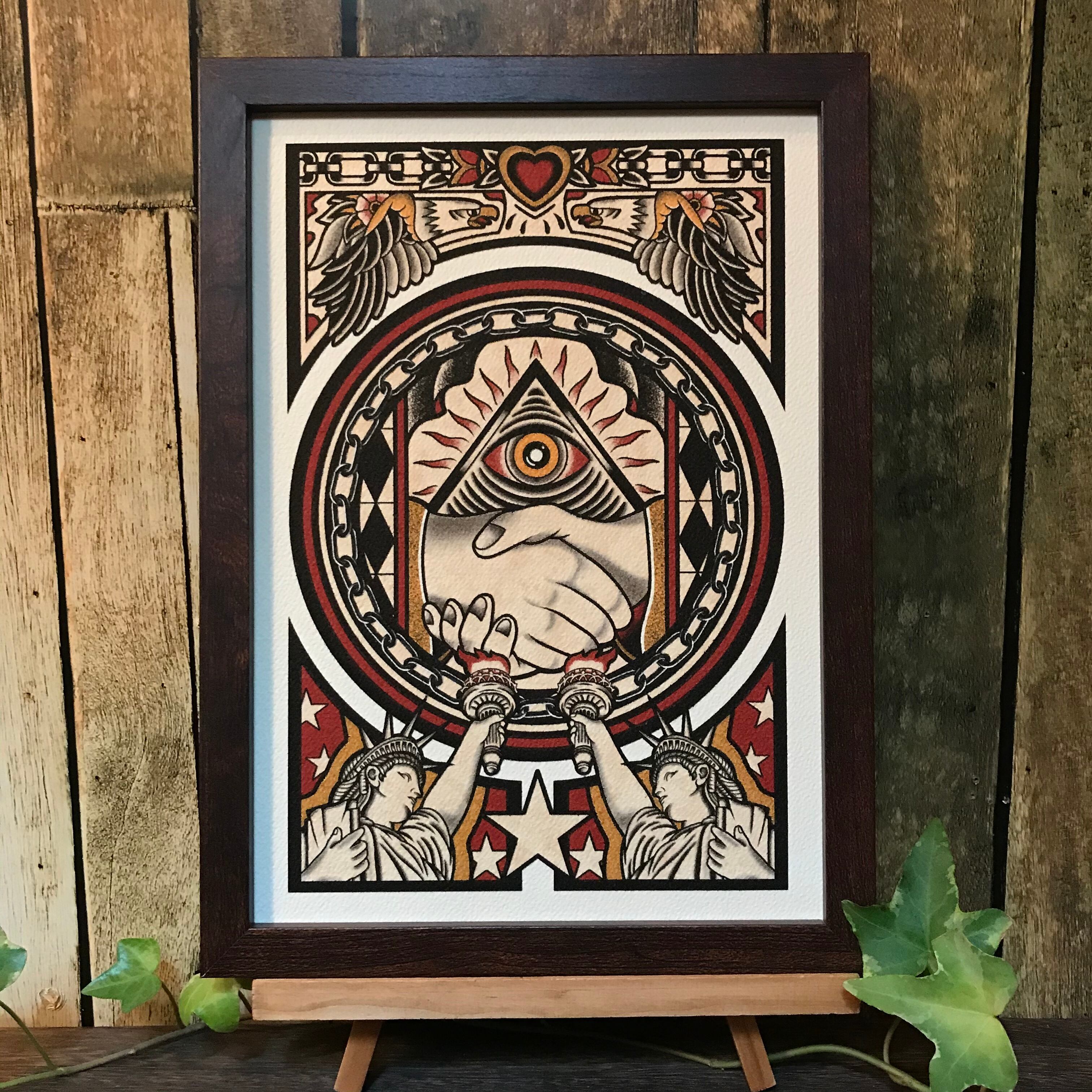 B5サイズ 尾九 タトゥーアート プロビデンスの目 フレーム付き qcomic