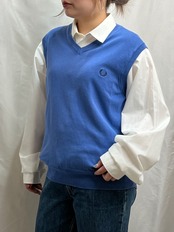 Italy FRED PERRY　コットン　ワンポイント　ニットベスト　L