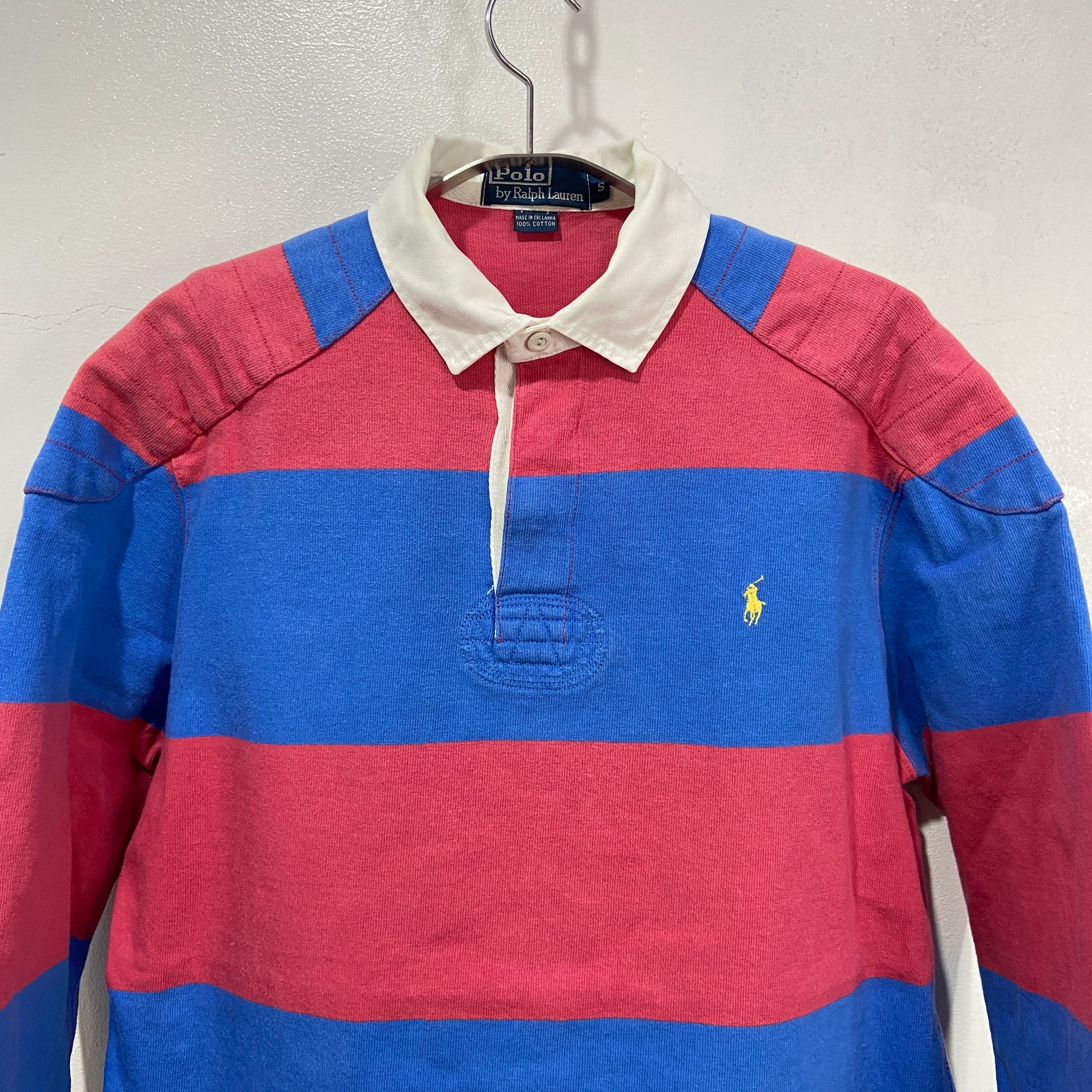 送料無料』Ralph Lauren 90s ワイドボーダーラガーシャツ ピンクブルー