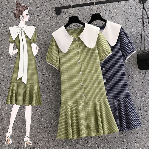 【大きいサイズL-4XL】【春夏新作】ファッションワンピース♪グリーン/ブルー2色展開◆#scfmvt-297017