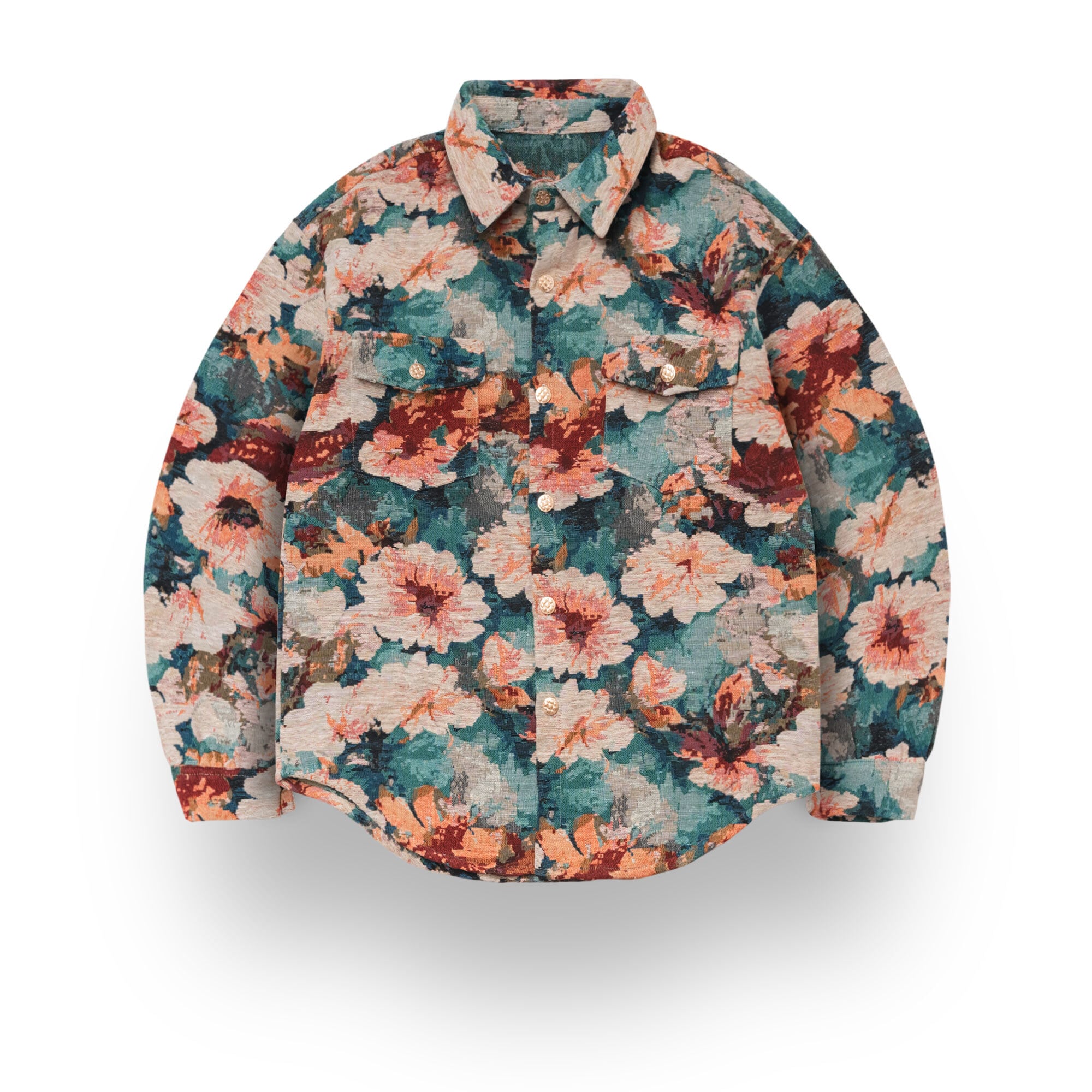 レトロフローラルデザインシャツ