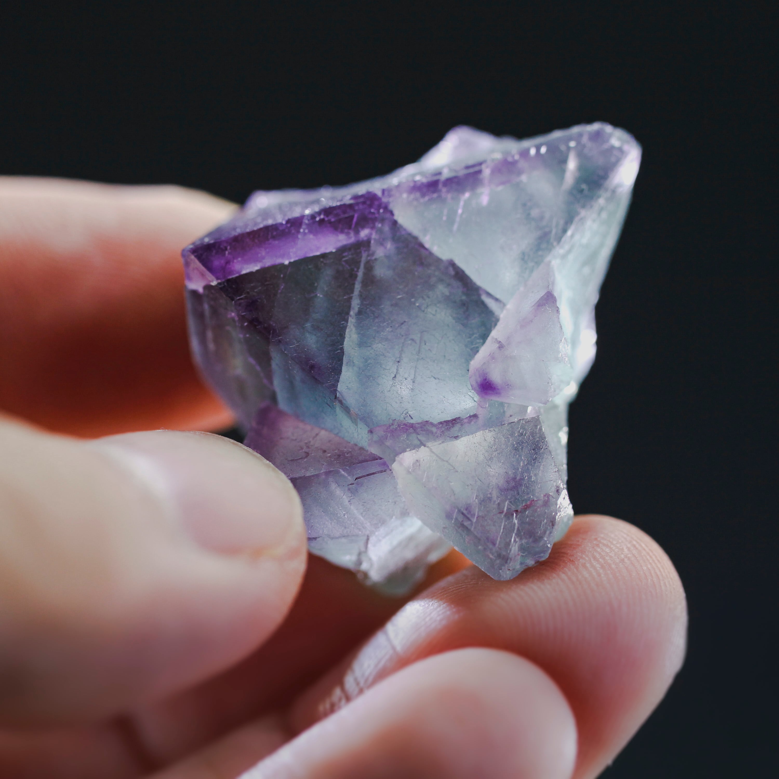 ◇八面体◇レインボーフローライト(Fluorite)原石 蛍石 ◇パープル