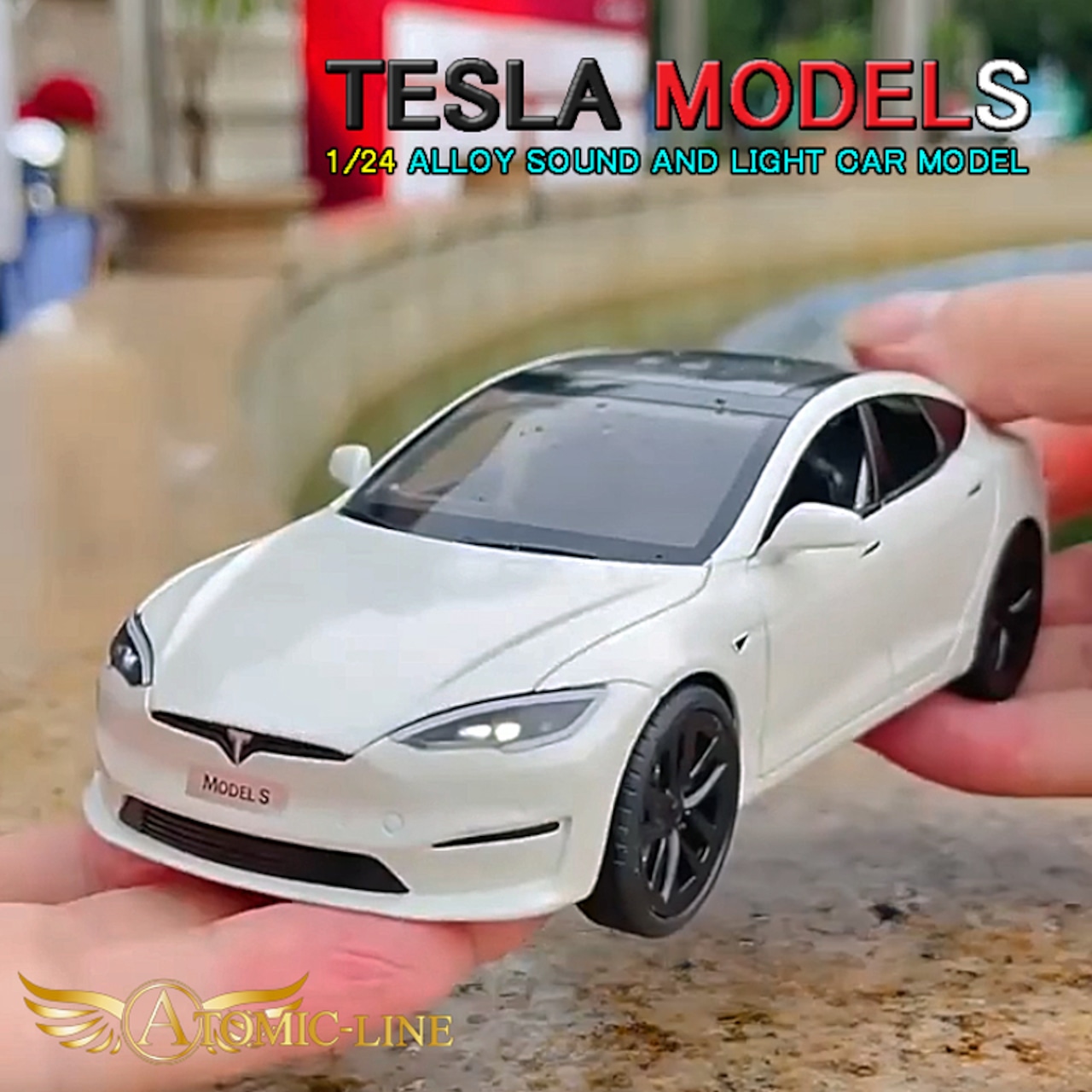 テスラ MODEL S 1/24 ミニカー 全5色 ライト点灯 エンジンサウンド 合金モデル 模型 ジオラマ