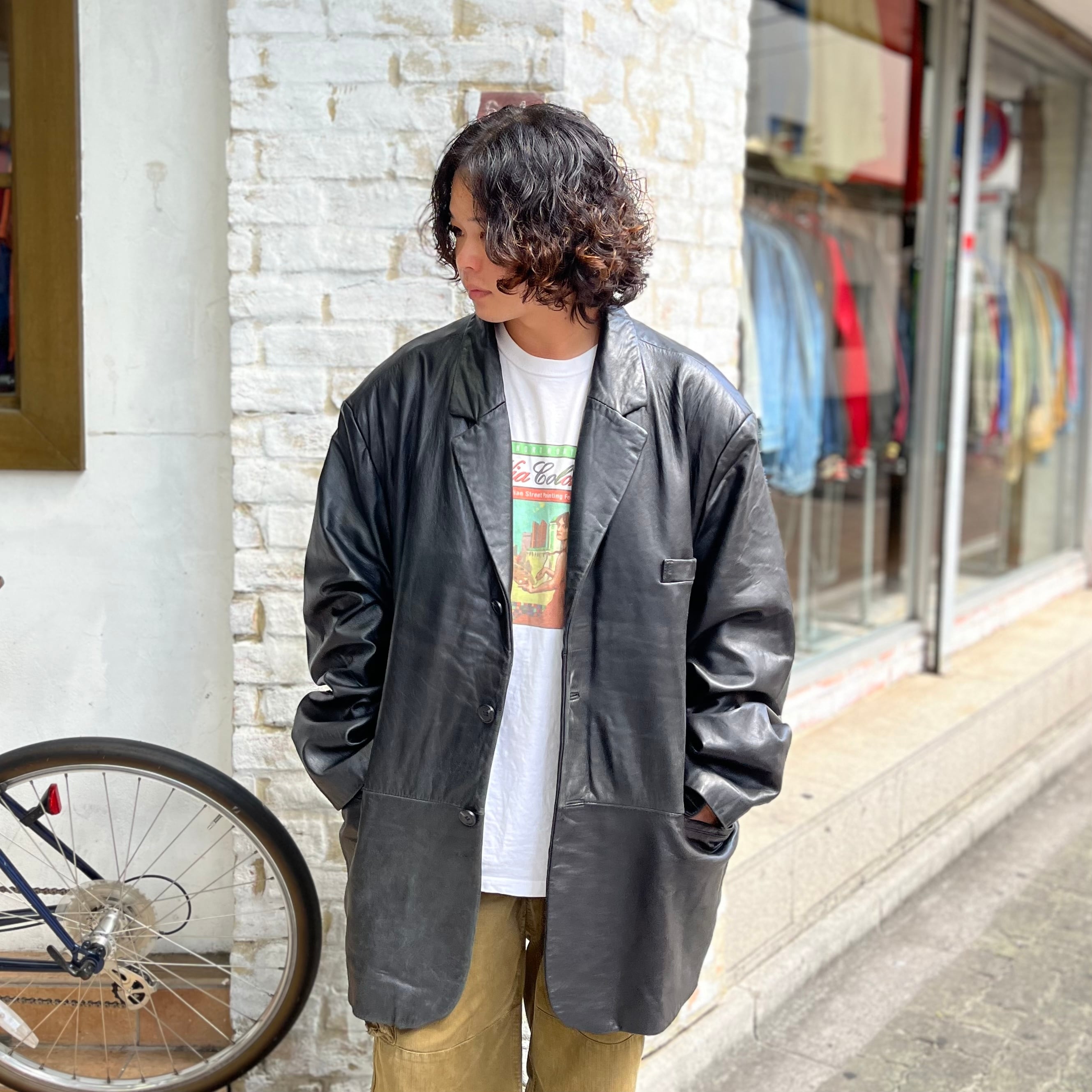 size:4XL【 EXCELLED 】エクセルド レザージャケット 革ジャン ハーフ