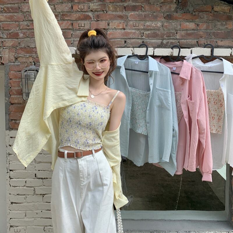 シャツ サマー薄手フローラル 大人ガーリー スウィート キュート カジュアル 夏物 花柄 1号婦人92120692937