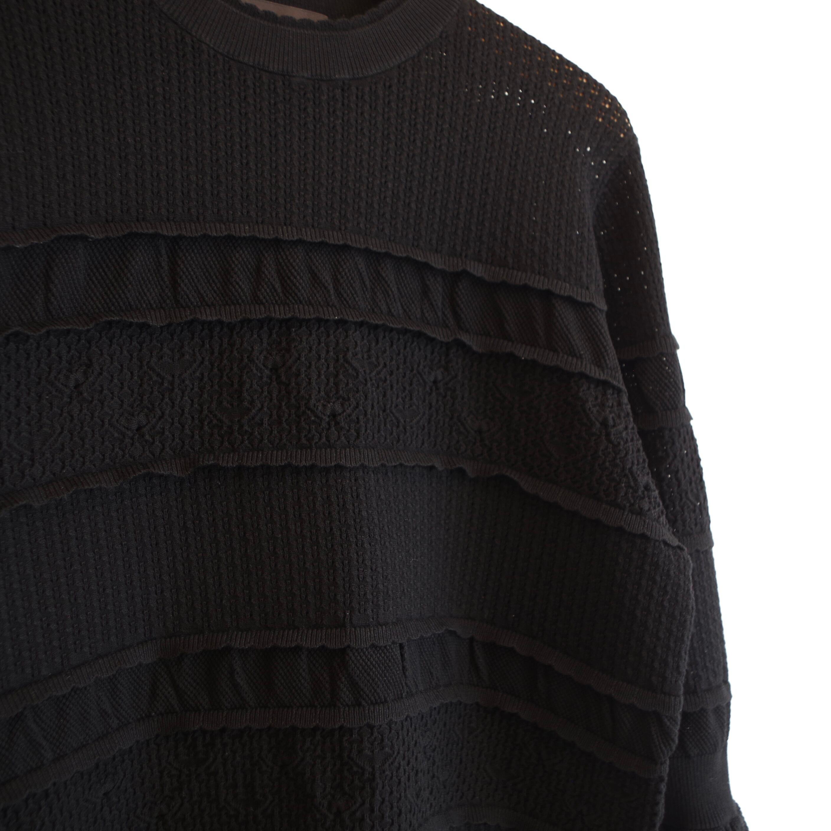Pale Jute Lace Border Knit Black | 1F Store