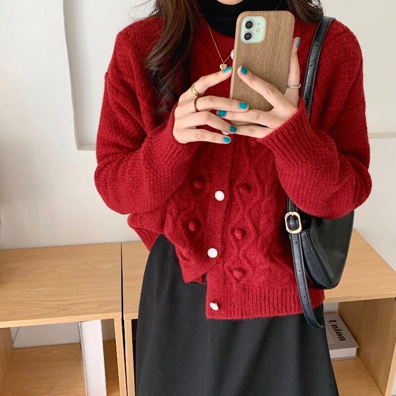 オータムウィンターニットカーディガンセーター ジャケット レディーススプリングスタンダードブラウス レトロ 春物 秋物 冬物 萌量不足73480549826