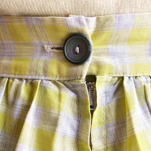 vintage light green check skirt with big pocket