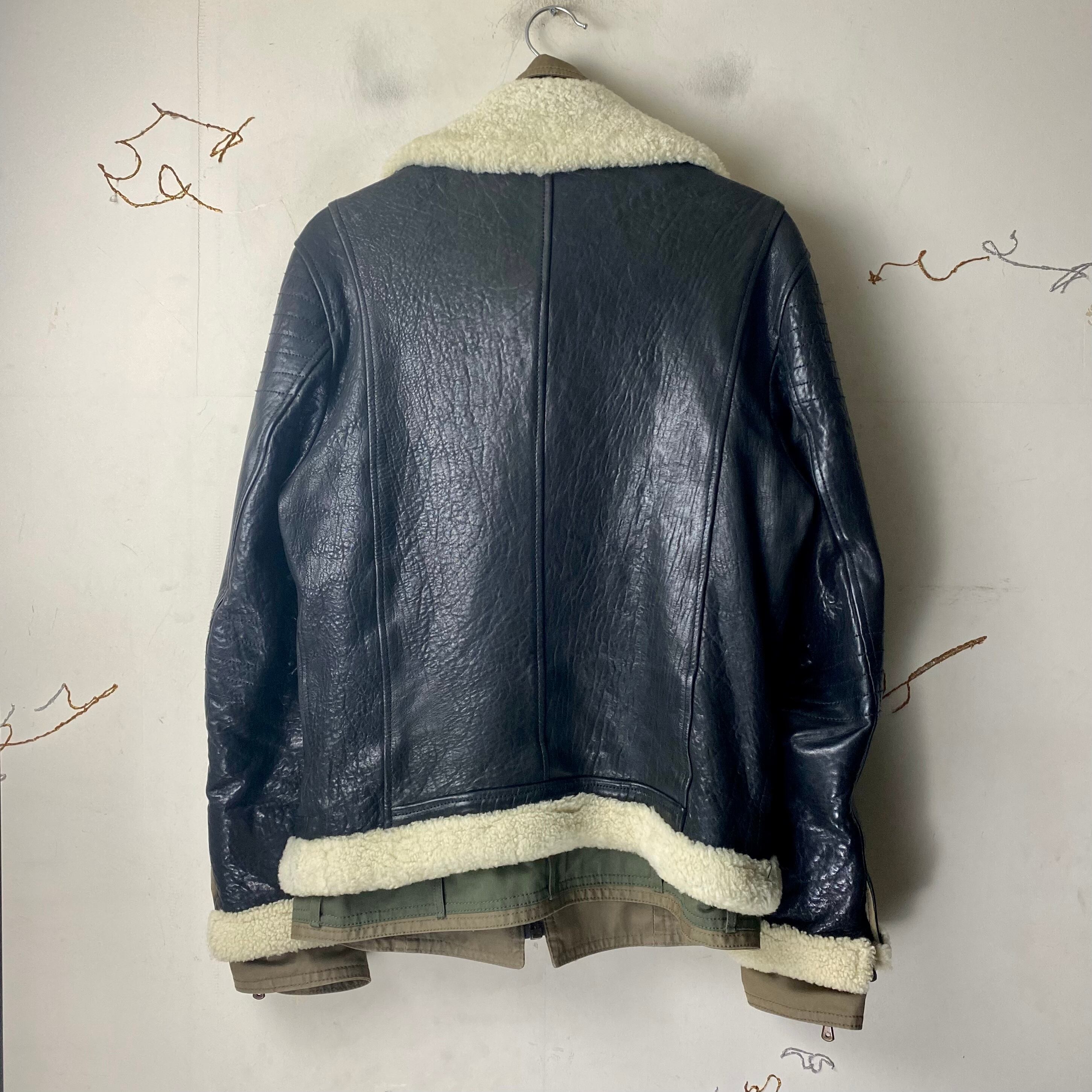 archive 2005AW DOLCE&GABBANA layered mouton riders jacket | NOIR