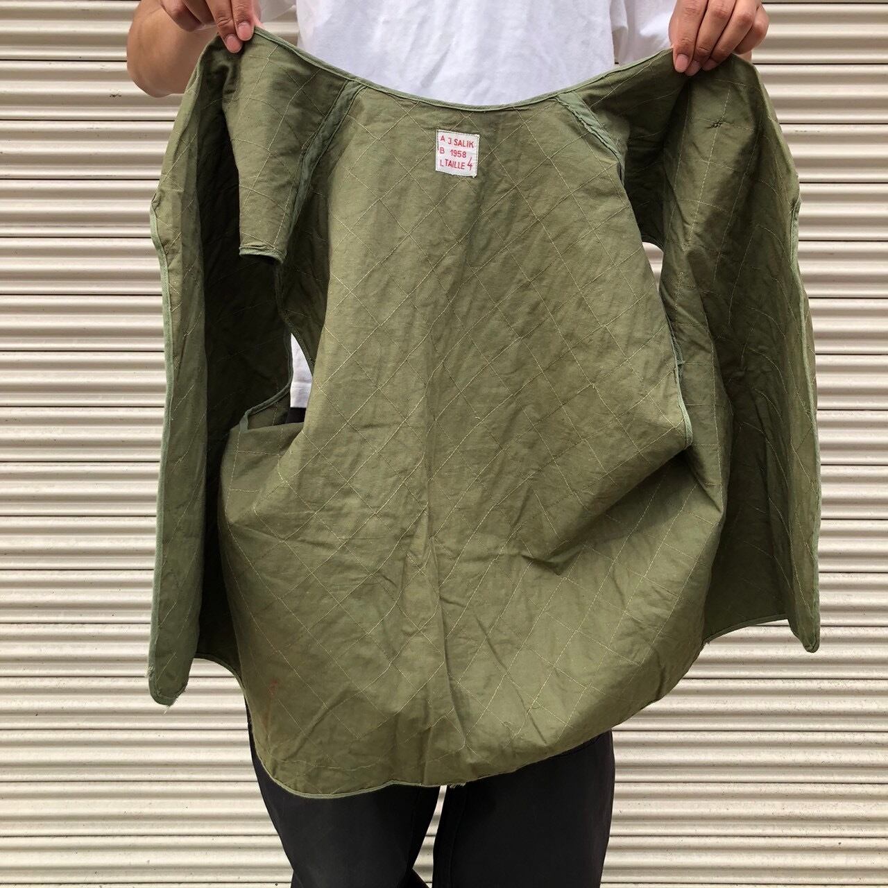 50s 抜き取ら フランス軍 ウール ライナー ジャケット カーキ 40 50s 抜き取ら フランス軍 ウール ライナー ジャケット カーキ 40