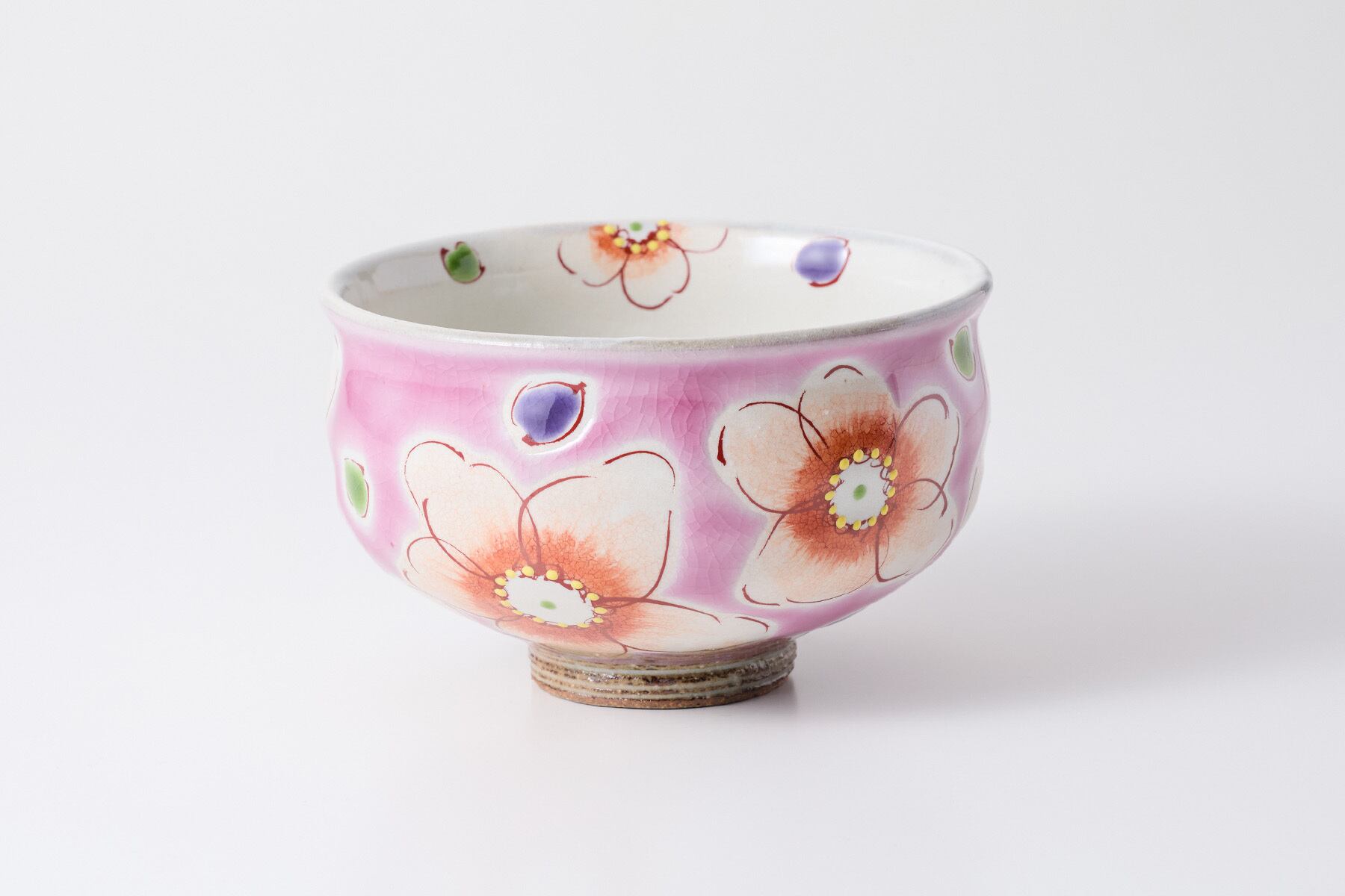 抹茶碗 ピンク花うらら