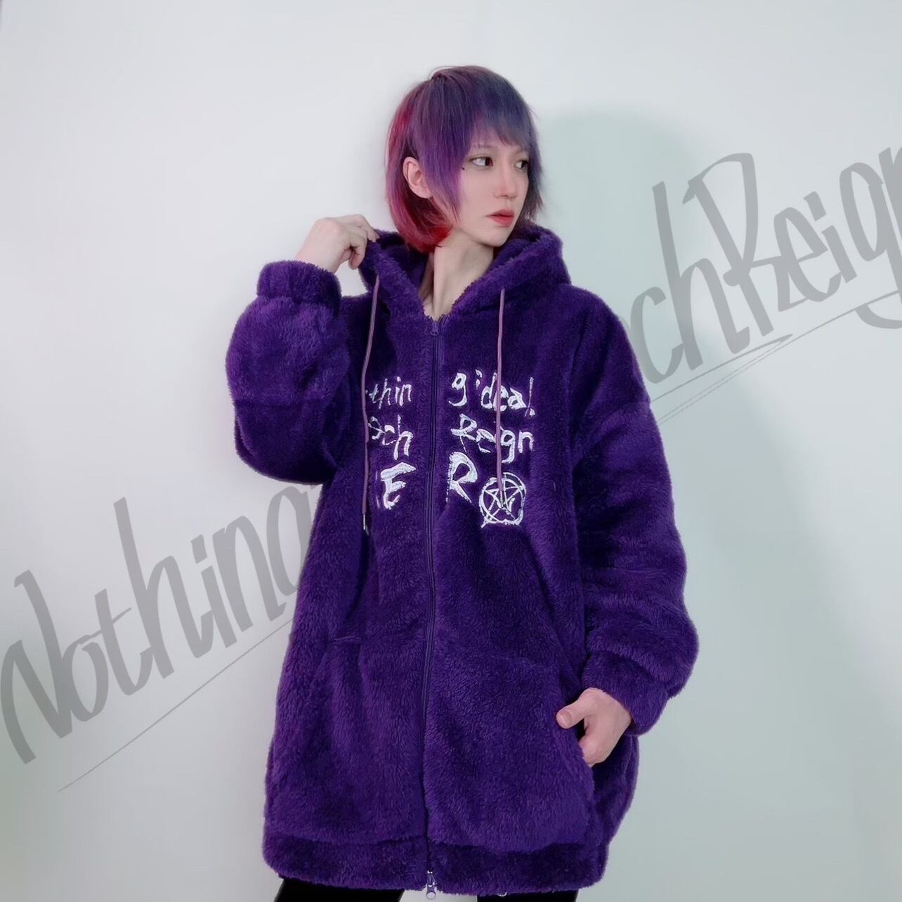 【nokcha 】2way double coat/deep purple