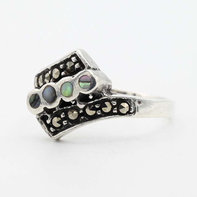 Marcasite / Mother Of Pearl Accent Statement Ring #16.0 / Denmark