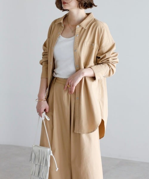 ドットボタンデニムオーバートップス