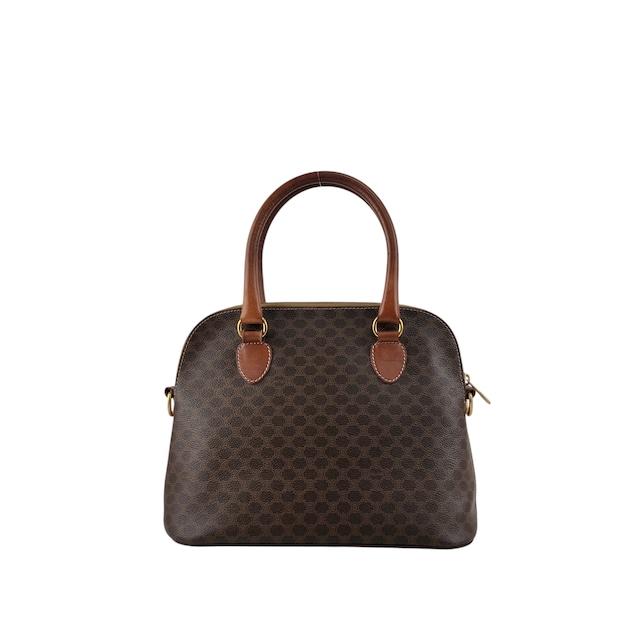 CELINE セリーヌ マカダム ショルダーバッグ ブラウン ブラゾン型押し PVC 2WAY vintage ヴィンテージ オールド rpmpji