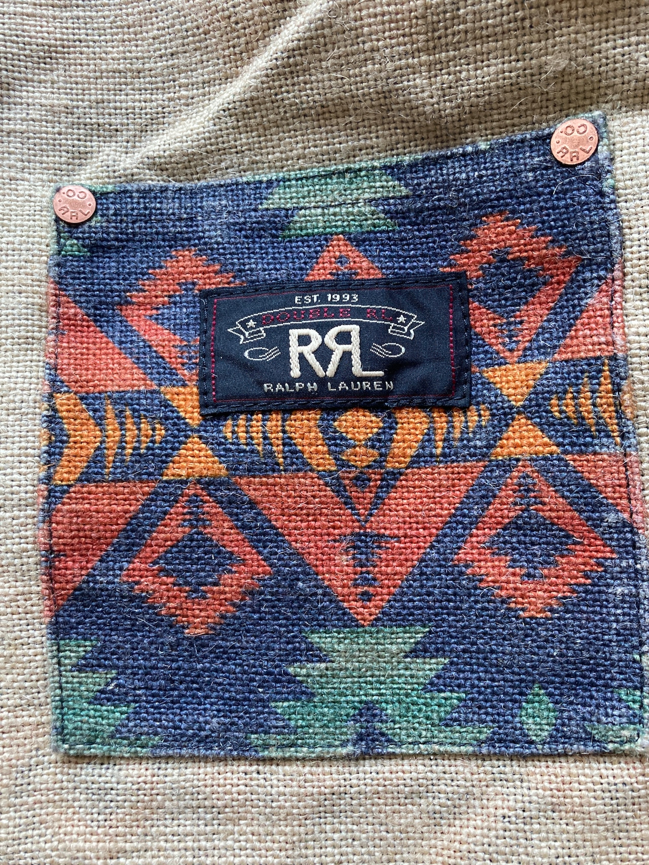 Double RL RRL ダブルアールエル トートバッグ ジュートキャンバス レザー 古着 画像7