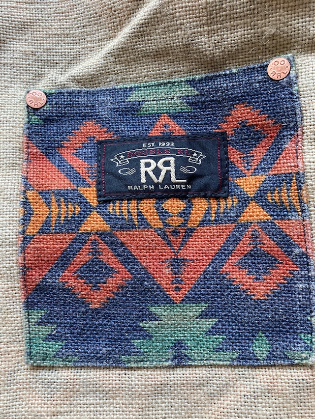 Double RL RRL ダブルアールエル トートバッグ ジュートキャンバス レザー 古着 画像7